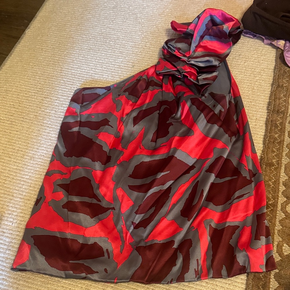 7 For All Mankind Red and Gray Blouse